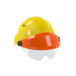 CASQUE "ORIZON" JAUNE VISIERE ORANGE AVEC LUNETTE