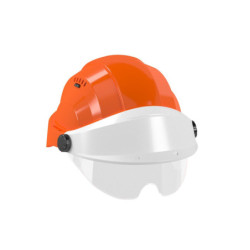 CASQUE "ORIZON" ORANGE VISIERE BLANCHE AVEC LUNETTE