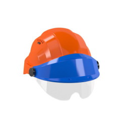 CASQUE "ORIZON" ORANGE VISIERE BLEUE AVEC LUNETTE