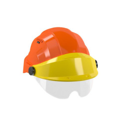 CASQUE "ORIZON" ORANGE VISIERE JAUNE AVEC LUNETTE