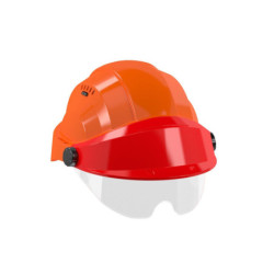 CASQUE "ORIZON" ORANGE VISIERE ROUGE AVEC LUNETTE