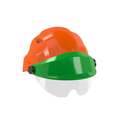 CASQUE "ORIZON" ORANGE VISIERE VERTE AVEC LUNETTE