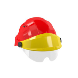CASQUE "ORIZON" ROUGE VISIERE JAUNE AVEC LUNETTE