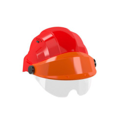 CASQUE "ORIZON" ROUGE VISIERE ORANGE AVEC LUNETTE