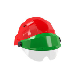 CASQUE "ORIZON" ROUGE VISIERE VERTE AVEC LUNETTE
