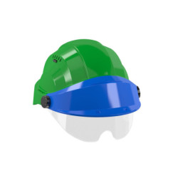 CASQUE "ORIZON" VERT VISIERE BLEUE AVEC LUNETTE
