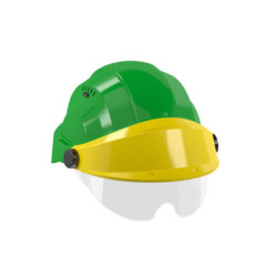 CASQUE "ORIZON" VERT VISIERE JAUNE AVEC LUNETTE
