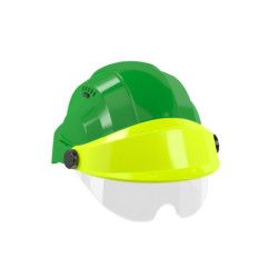 CASQUE "ORIZON" VERT VISIERE JAUNE FLUO AVEC LUNETTE