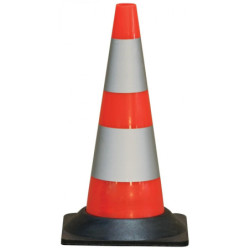 CONE PLASTIQUE FLUO 50CM RETRO C2 PIED CAOUT. 1,850KG