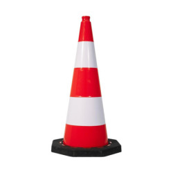 CONE PLASTIQUE FLUO 75CM PVC PIED CAOUTCHOUC 4KG