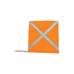 FANION ORANGE FLUO AVEC BANDES RETRO. 40X50CM