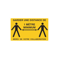 GARDER UNE DISTANCE DE 1 METRE MINIMUM 330X200mm(JAUNE)
