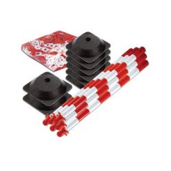 LOT 6 POTEAUX SUPPORT 1,5KG + CHAINE 25M +2 PIEDS 2,5KG