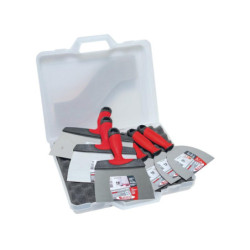 MALLETTE + 6 COUTEAUX A ENDUIRE INOX 10/12/15/16/21/24CM