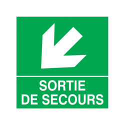 SORTIE DE SECOURS FLECHE EN BAS A GAUCHE 200x200mm
