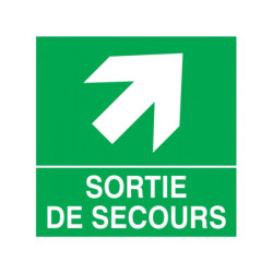 SORTIE DE SECOURS FLECHE EN HAUT A DROITE 200x200mm
