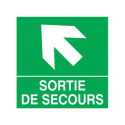 SORTIE DE SECOURS FLECHE EN HAUT A GAUCHE 200x200mm