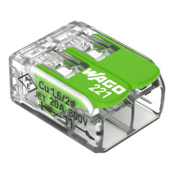 Borne de connexion avec levier - Série 221 - WAGO - 2x4 mm² - Vendu par 100 - 13.2mm
