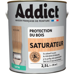 Saturateur bois satin - Addict - Incolore - 2,5 L - Aspect : Satiné - Teinte : Incolore / Transparent