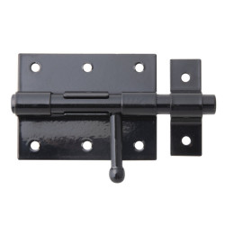 Verrou de box bouton avec gâche  - Alberts - Coloris noir - Longueur 116 mm - 80mm