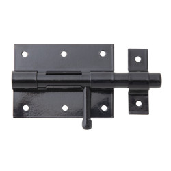 Verrou de box bouton avec gâche  - Alberts - Coloris noir - Longueur 130 mm - 67mm