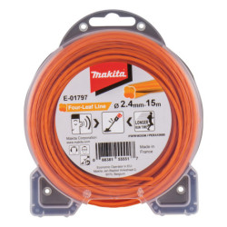 Fil nylon hélicoïdal orange pour débroussailleuse à batterie (15 m)