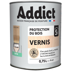 Vernis protection du bois satin - Addict - Incolore - 0.75l - Aspect : Satiné - Teinte : Incolore / Transparent