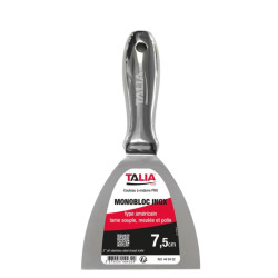 COUTEAU A ENDUIRE MONOBLOC TYPE AMERICAIN INOX 7,5CM