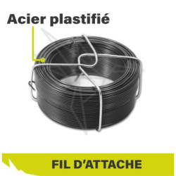 BOBINOT DE FIL D’ATTACHE - Plastifié gris - Lg 50M - Fil 1,5mm