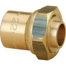 Raccord gaz droit femelle JPG à braser – CHUCHU – 2 pièces – JPG 3/4" – Cu Ø 22