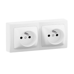 Double prise de courant avec terre précâblée saillie Les Apparents - Legrand - Coloris blanc  - 16A