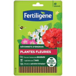 Bâtonnets d'engrais plantes fleuries - Fertiligène - 40 bâtonnets  - Conçu pour : Fleurs