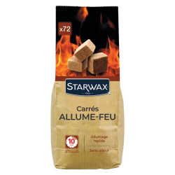 Box carrés allume feu - Starwax - 96 unités  - Temps de combustion : 10 min - Vendus par 96