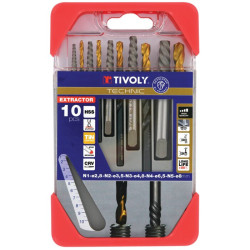 Coffret 10 extracteurs de goujons – TIVOLY – Ø 2,5 à 8 mm