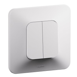 Interrupteur ou va-et-vient + poussoir Neptune - Legrand - Coloris blanc - Nombre de modules : 1 module - 87mm