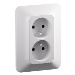 Double prise de courant avec terre 2P+T Neptune - Legrand - Coloris blanc  - 16A - Tension : 250 V