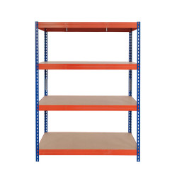 Étagère 4 niveaux bois et métal avec rivets - Shelving - Hauteur 192 cm - Largeur 120 cm - 1200kg