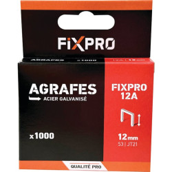 Agrafes A - Fixpro - 1000 pièces - Hauteur d'agrafe : 12 mm - 0.7mm - 11.4mm