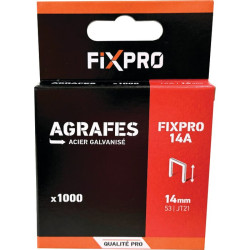 Agrafes A - Fixpro - 1000 pièces - Hauteur d'agrafe : 14 mm - 0.7mm - 11.4mm