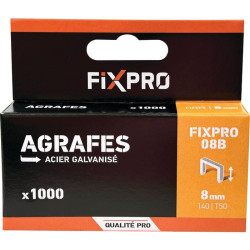 Agrafes B - Fixpro - 1000 pièces - Hauteur d'agrafe : 8 mm - 1.25mm - 10.8mm