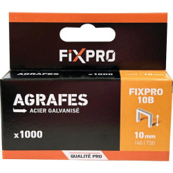Agrafes B - Fixpro - 1000 pièces - Hauteur d'agrafe : 10 mm - 1.25mm - 10.8mm