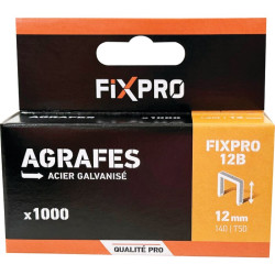 Agrafes B - Fixpro - 1000 pièces - Hauteur d'agrafe : 12 mm - 1.25mm - 10.8mm