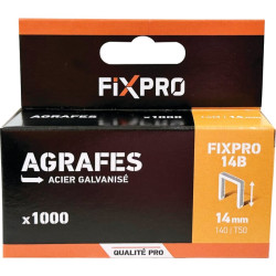 Agrafes B - Fixpro - 1000 pièces - Hauteur d'agrafe : 14 mm - 1.25mm - 10.8mm