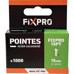 Pointe 15PT - Fixpro - 1000 pièces - 15 mm - 2.1mm - 1.25mm